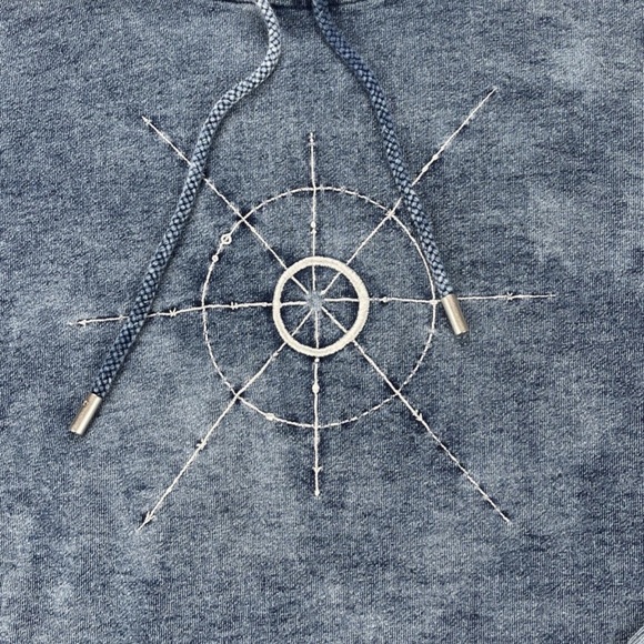 DR.WOO x Nyden Los Angeles Size M Denim Embroidered Compass Pullover Hoodie - Picture 3 of 13